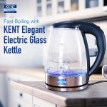 KENT Elegant Electric Glass Kettle (16052), 1.8L, Stainless Steel Heating Plate, Borosilicate Glass Body, Boil Drying Protection - Image 2