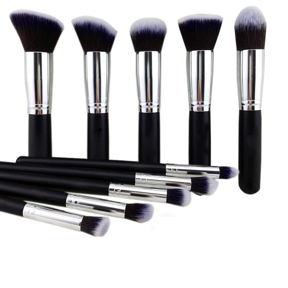 Zirak Soft Bristle 10 Pcs Black Makeup Brushes Set for Makeup - (Pack of 10)