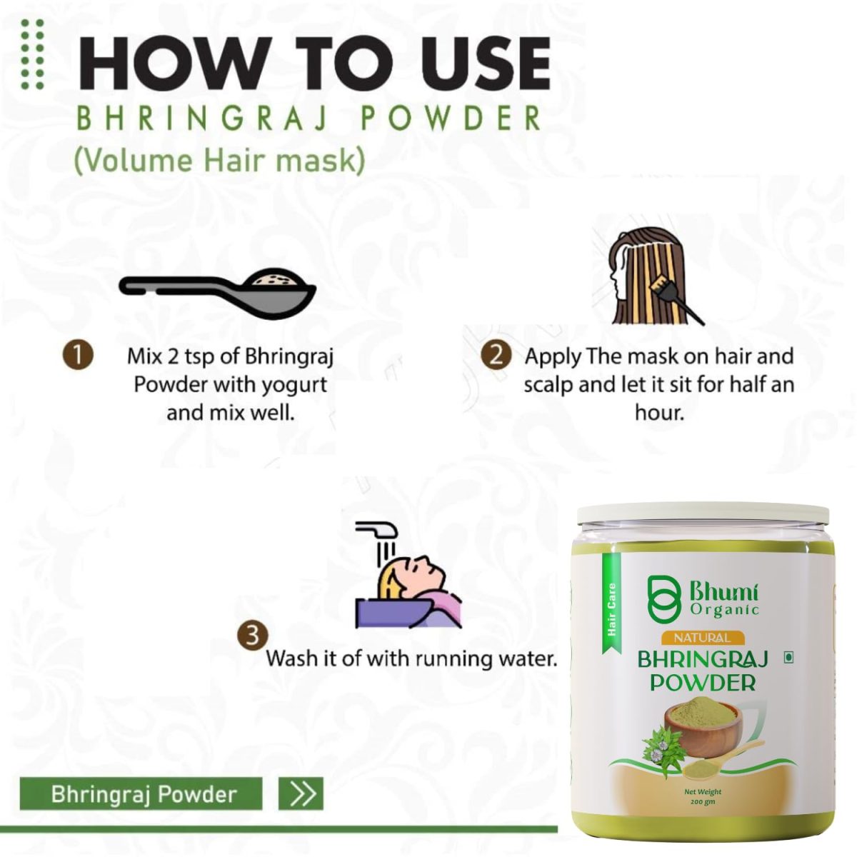 Bhumi Organic Bhringraj Powder (Eclipta Alba) 200g – Ayurvedic Hair Growth, Reduces Hair Fall & Promotes Thick, Strong Hair | Natural - Image 7