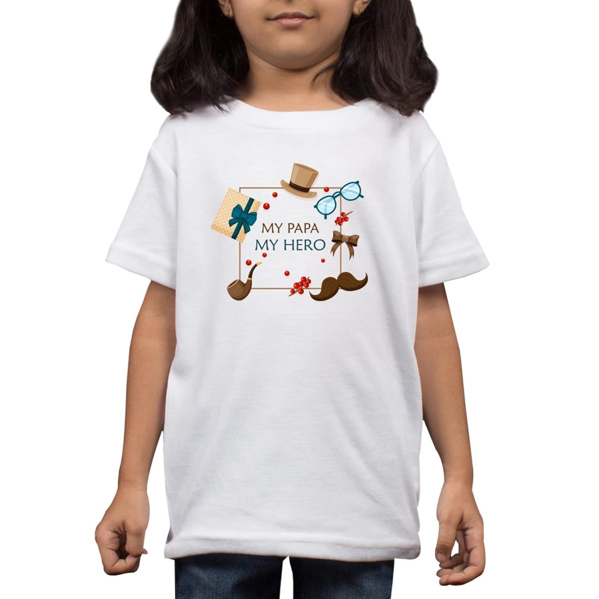 Fade Collecion - My Papa My Hero Kids T-Shirt (Boys/Girls) (11-12 Years, White) - Image 3