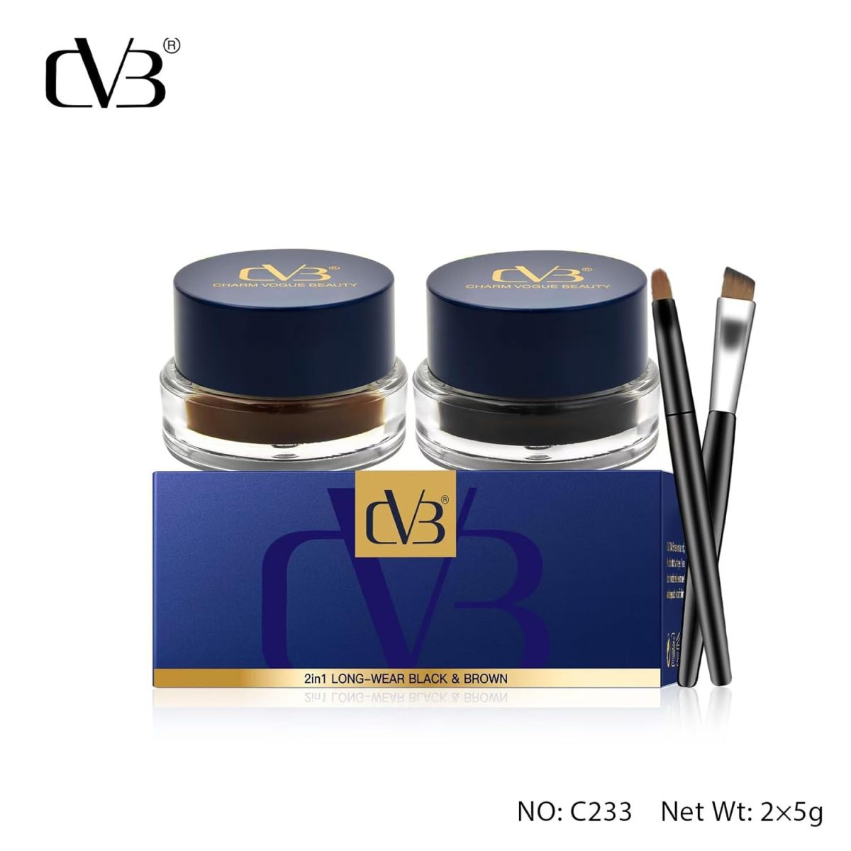 CVB Eyebrow Filler and Gel kajal 2in1 Long-wearBlack & Brown C233 - Image 3
