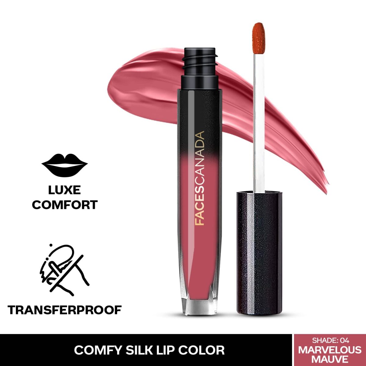FACES CANADA Comfy Silk Liquid Lipstick - Marvelous Mauve 04, 3ml | Satin Matte HD Finish| Luxe Comfort | Longlasting | No Dryness | Smooth Texture | Mulberry Oil & Shea Butter For Plump Hydrated Lips - Image 2