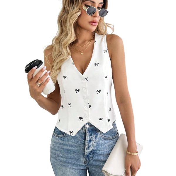 KATECLO Women's Corset Waistcoat Vest | Sleeveless V-Neck Waist Coat | Formal Suit Jacket Korean Style Tops for Women