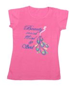 IndiWeaves Girls Cotton Half Sleeve Printed T-Shirt (Pink,9-10 Years)