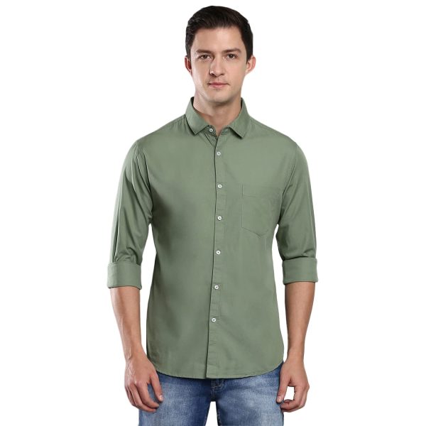 Dennis Lingo Men's Solid Dusty Green Casual Shirt (AZ301_Dusty Green_M)