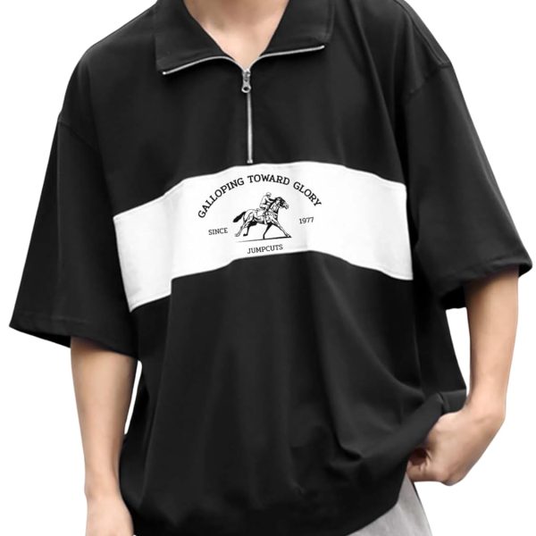 Jump Cuts || Mens || Printed || Half Zipper || Polo Neck || 3/4th Sleeve || Cotton Blend || Polo T-Shirt