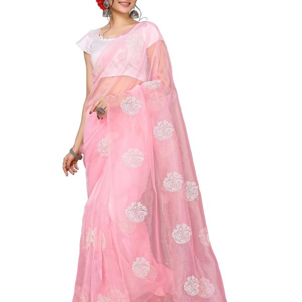 Yashika Women's Woven Printed Organza Saree with Blouse Material (AZ-YS-P1-PRMISHA-Parent_Pink)