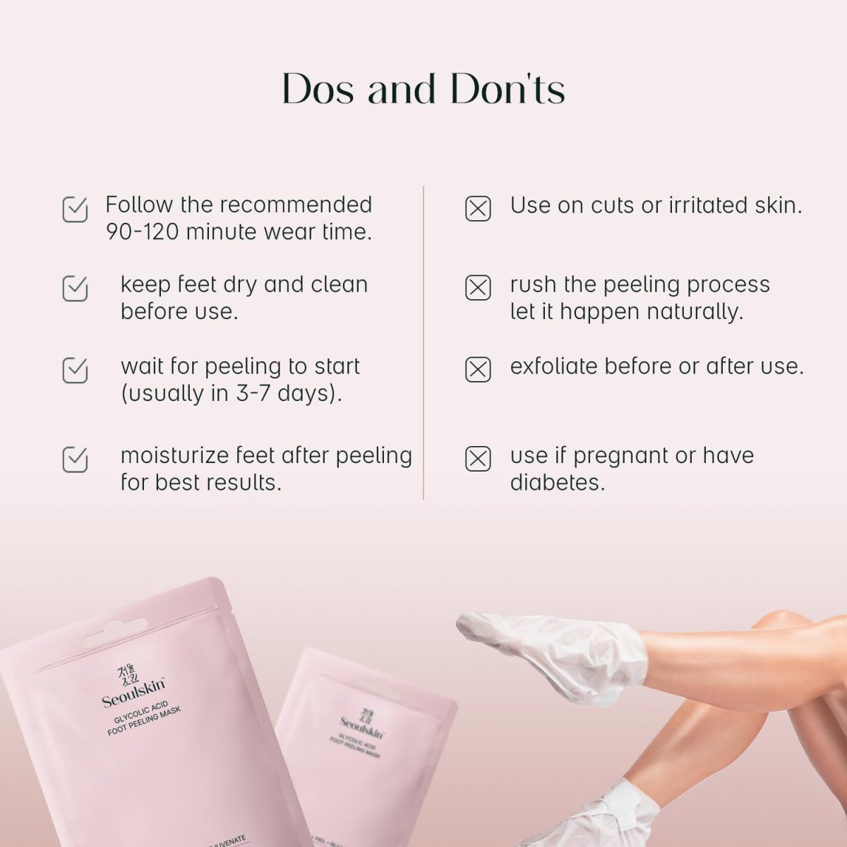SeoulSkin Glycolic Acid Foot Peeling Mask (1 Pair), Korean Peeling & Exfoliating | Deep Exfoliation with Glycolic Acid, Removes Dead Skin, Cruelty-Free, Foot Peel Off Mask - Image 9