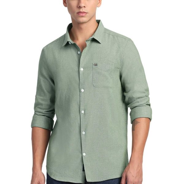 The Bear House Men's Solid Slim Fit Shirt
