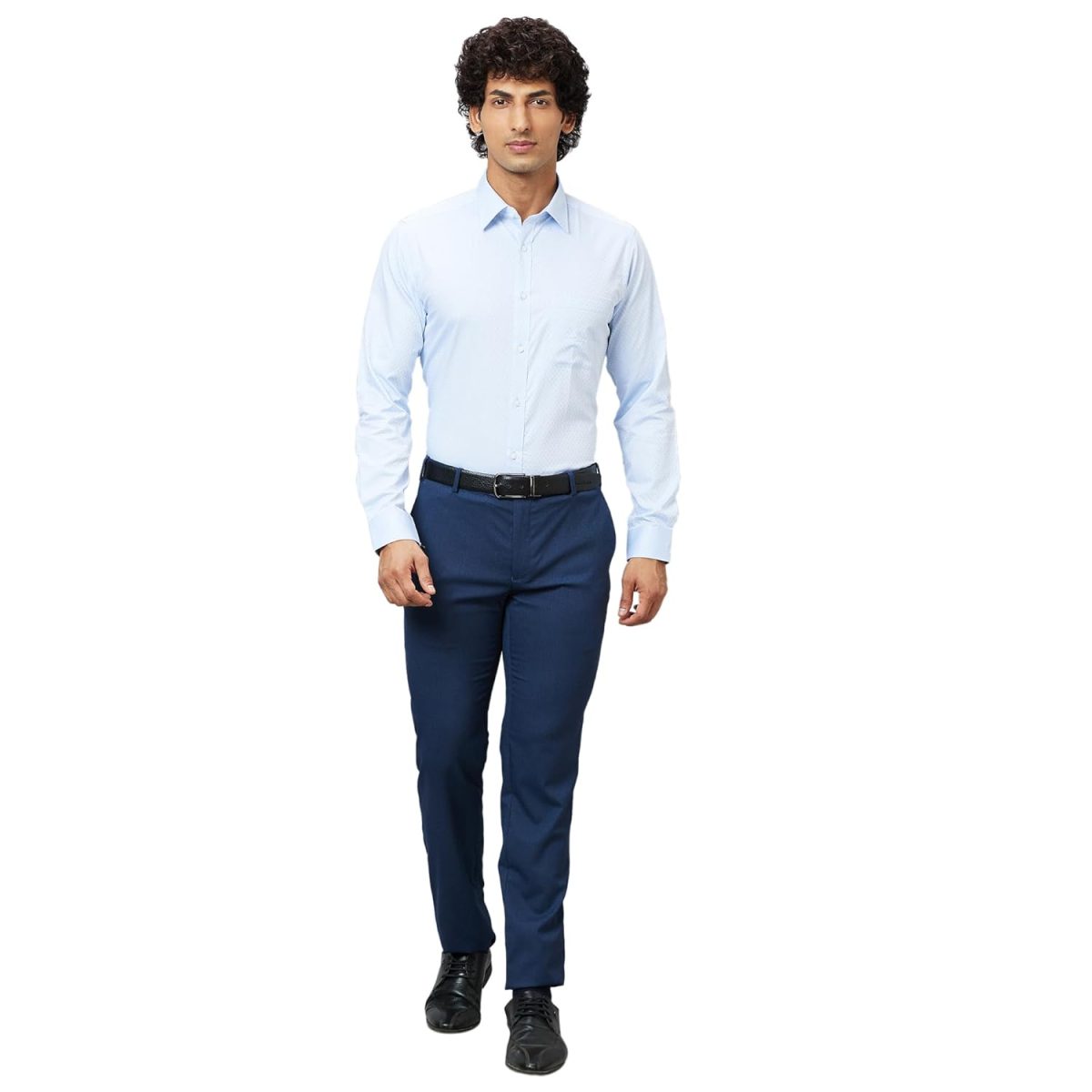 Raymond Men's Pure Cotton Structure Pattern Slim Fit Semi Cutaway Collar Full Sleeve Formal Shirt - Image 5
