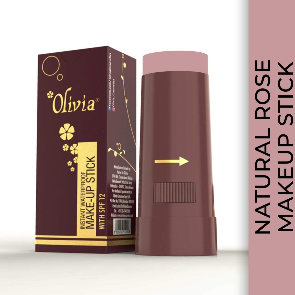Olivia Instant Waterproof Makeup Stick with SPF 12-04 Natural Rose | 3-in-1 Foundation, Concealer & Moisturizer | Sweatproof, Long-Lasting Base Makeup | Evens Skin Tone & Hides Blemishes - Image 2