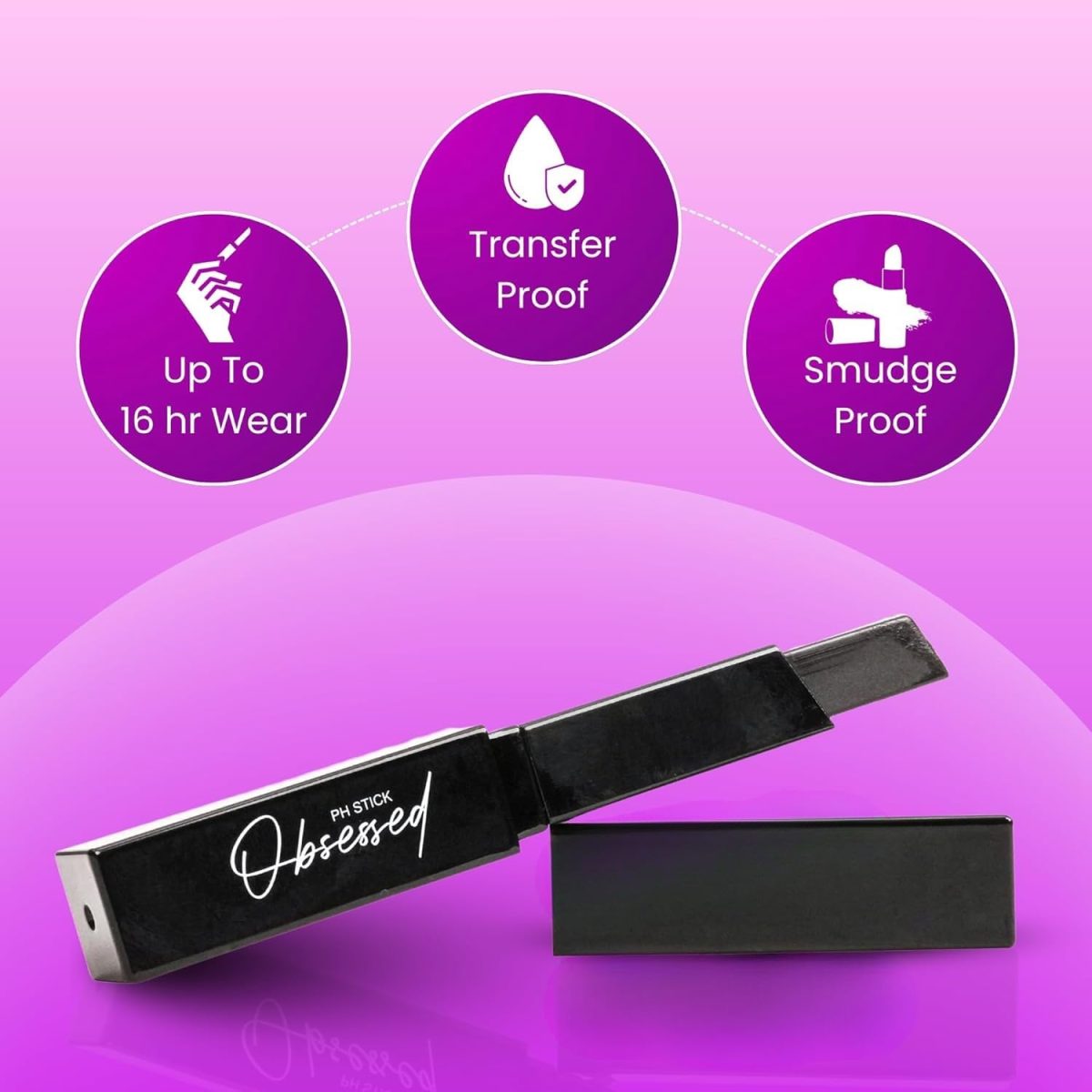 PH - Color Changing Black to Pink Sheer Tint, Lipstick for Dusky Skin Tone, Matte Lipstick Waterproof, Long Lasting, Non-Transfer, Smudge-Proof - Image 4