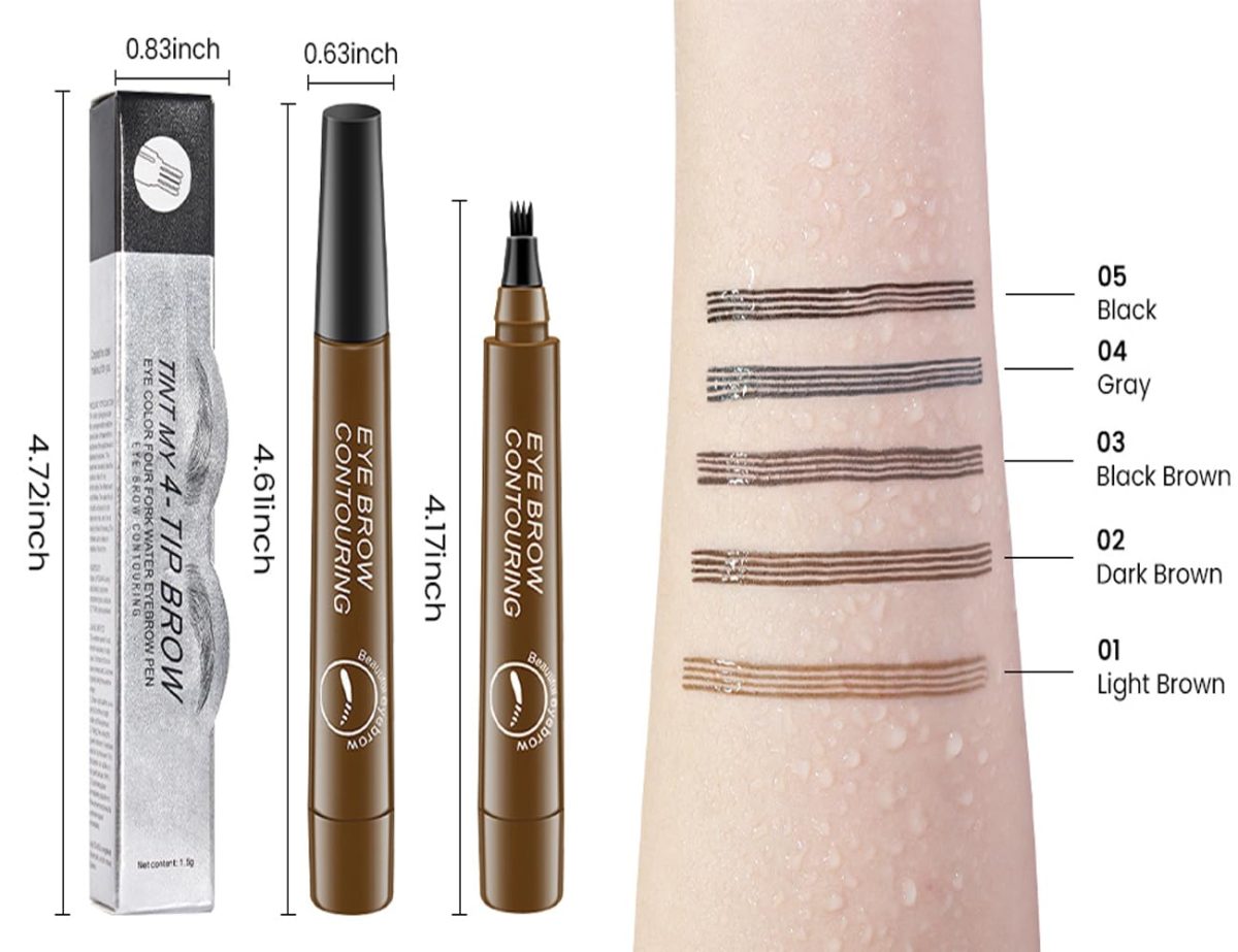 GITGRNTH Eyebrow Contour Pen, 4-Point Microblading Eyebrow Tattoo Pen for Natural-Looking Brows, Waterproof & Long-Lasting, Smudge-Proof Eyebrow Pencil for Wome(Black) - Image 3