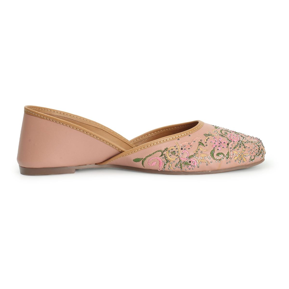 XE Looks Flat Comfortable Fancy Beige Punjabi Jutti For Women - Image 7