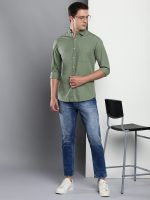Dennis Lingo Men's Solid Dusty Green Casual Shirt (AZ301_Dusty Green_M) - Image 7