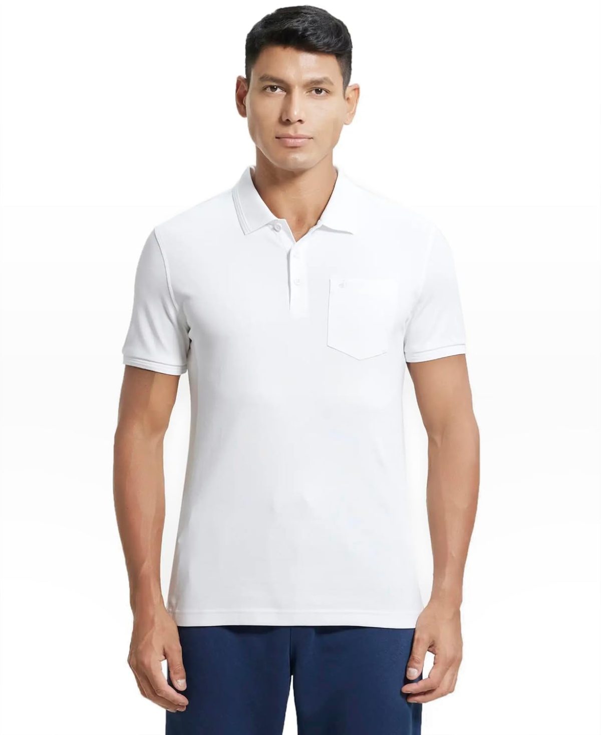 Jockey 3913 Men's Super Combed Cotton Rich Solid Half Sleeve Regular Fit Polo T-Shirt with Chest Pocket