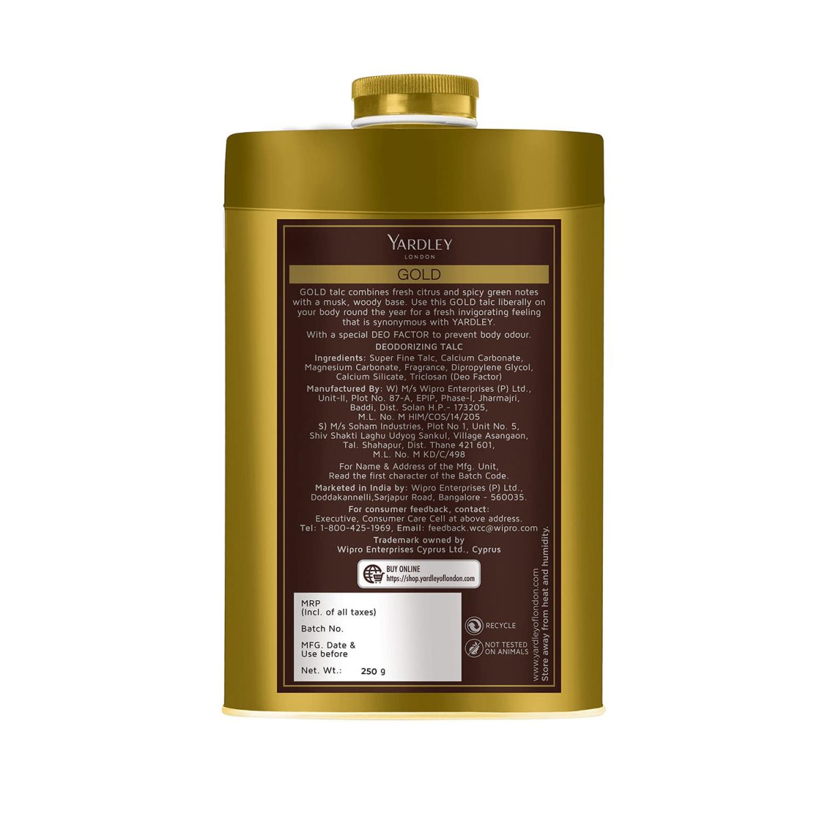 Yardley London Gold Deodorizing Talc| Fresh Woody Scent| Masculine Fragrance| Body Talc for Men| 250g - Image 3