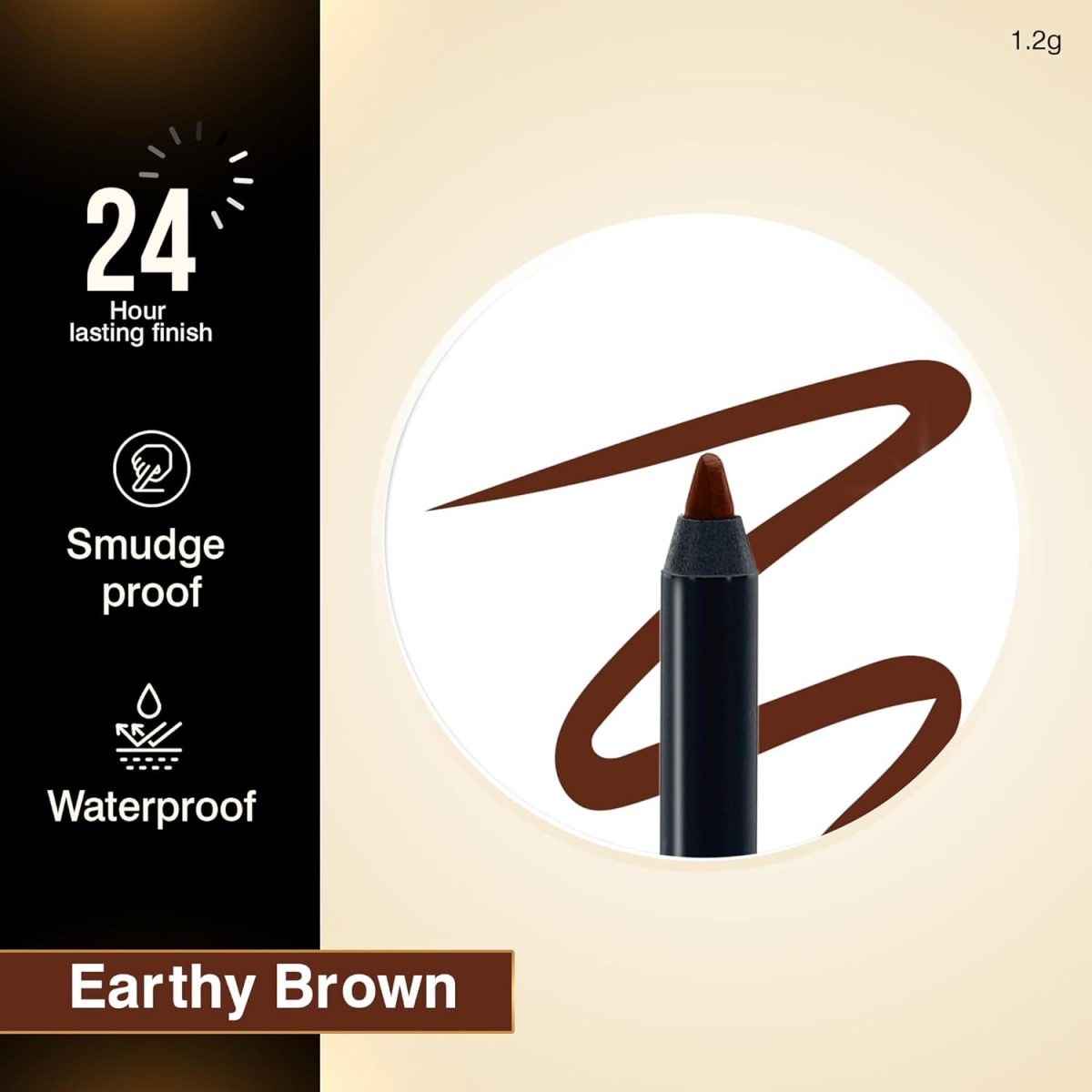 Auric Intensiv Kajal Pencil (1.2g) I Long Lasting, Water Proof, Smudge Proof, Hypoallergenic, Easy-to-apply I Ophthalmologically Tested I (Earthy Brown) - Image 2
