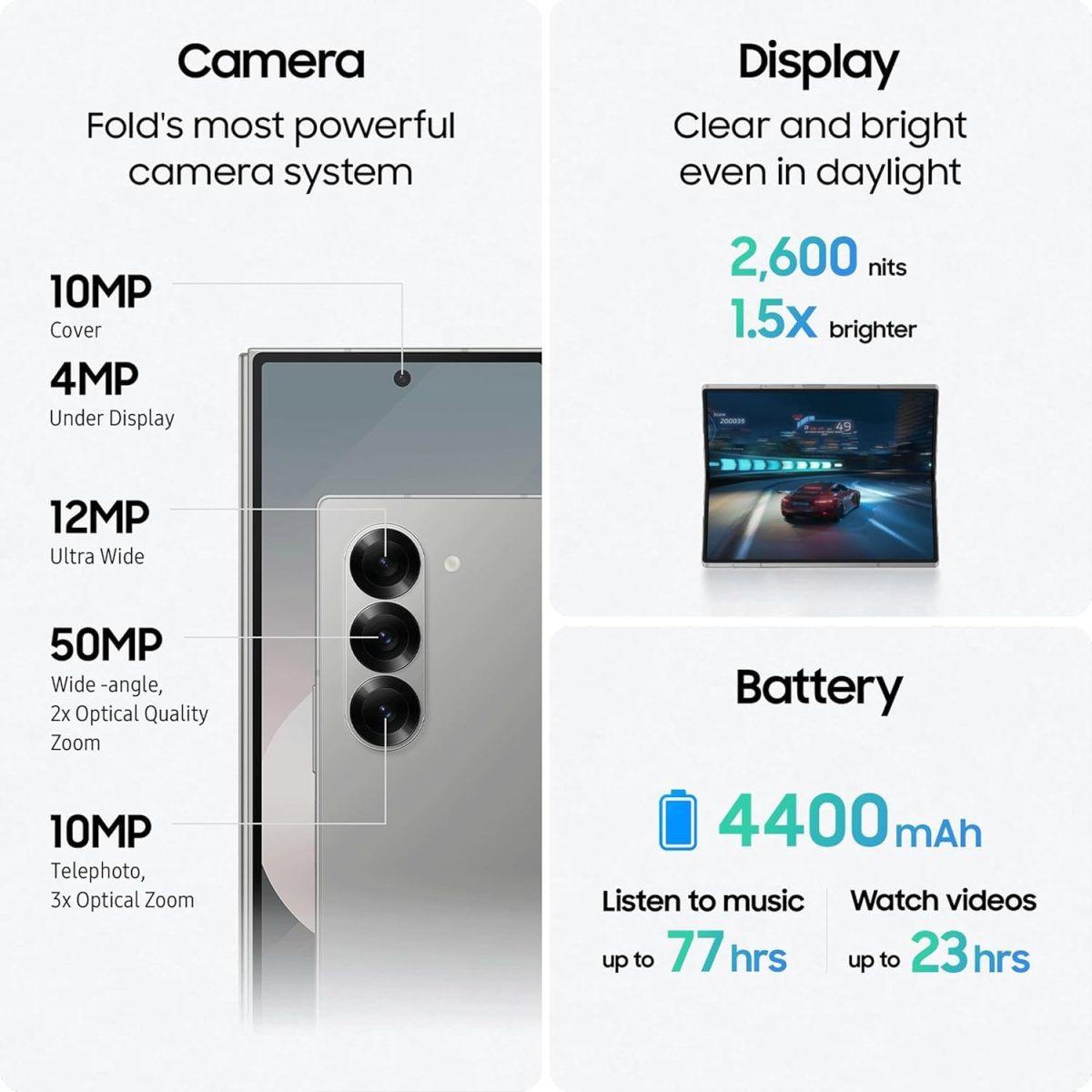 Samsung Galaxy Z Fold6 5G AI Smartphone (Silver Shadow, 12GB RAM, 256GB Storage) Without Offer - Image 8