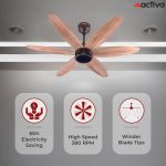 ACTIVA JETTA 1200MM BLDC Ceiling Fan | 28W | 6 Wooden-Finish Blades | 7 LED Lights | Remote | Noiseless | BEE 5-Star Rated | Energy Efficient | 5 Years Warranty (Rose Wood) - Image 2