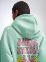 Fflirtygo Womens Fleece Sweatshirt Hoodie Turquoise Color What Goes Around Comes Around Printed - Image 3