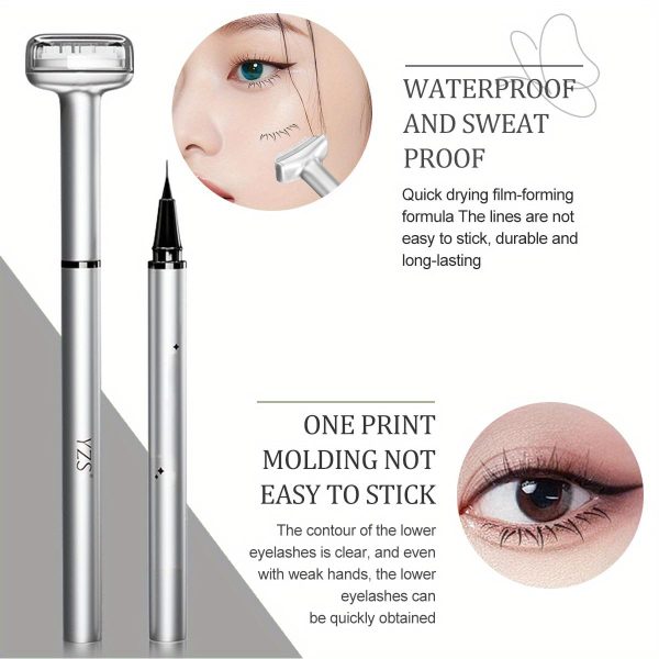 BWOGUE 2 In 1 Silicone Lower Eyelash Stamp Set for Fashion Eye Makeup Quick Eye Makeup Tool, Double Ended Eyelash Stamp and Eyeliner Pen Quick Makeup Tool, Long-Lasting, Waterproof, Smudge-Resistant