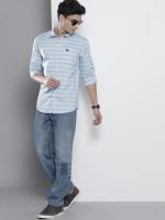 The Indian Garage Co Men's Cotton Slim Fit Striped Full Sleeves Cutaway Collar Casual Shirt - Image 5