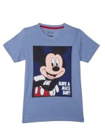 Mickey & Friends By Kidsville Boy's Plain Regular fit T-Shirt (STY-18-19-005086_Blue 4-5 Years)