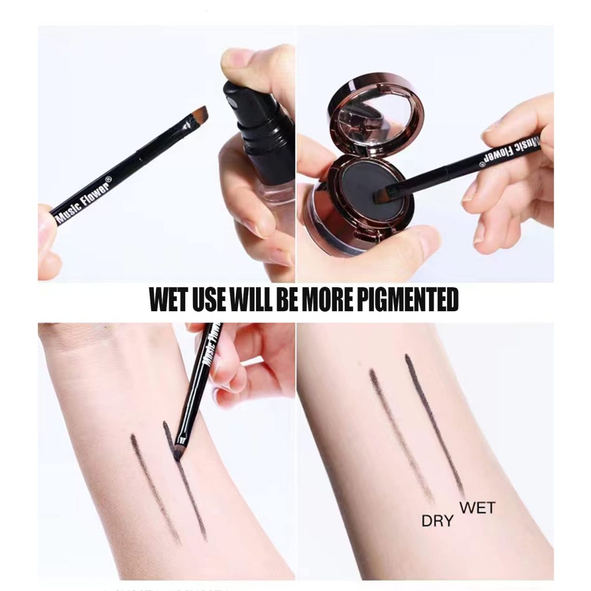 My Colors 4 in 1 Gel Eyeliner and Eyebrow Powder Kit Brown Black Water-proof with Eye Liner Brush - Image 6