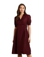 Symbol Premium Women's 'Desk-to-Dinner' Fit & Flare Wrap Dress (Midi Length | Stylish)