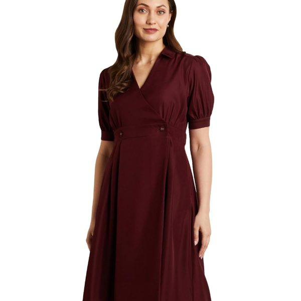 Symbol Premium Women's 'Desk-to-Dinner' Fit & Flare Wrap Dress (Midi Length | Stylish)