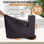 HASTHIP® 50 Pack Microfiber Cleaning Cloth Roll 9.8 Inches Precut Reuseable Polyester Kitchen Clean Wipes Non-Scratch Clean Towel For Bowl Pots Countertop In-Car, Black - Image 6
