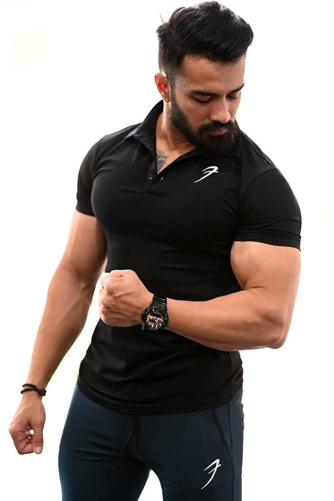 FUAARK Men's Solid Slim Fit Polo Shirt