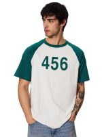 The Souled Store Squid Game: 456 Men and Boys Short Sleeves Round Neck White and Green Graphic Printed Regular Fit Cotton T-Shirts