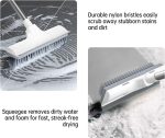 Multifunctional Bathroom Cleaning Brush with Wiper 2 in 1Tiles Cleaning Brush Floor Scrub Bathroom Brush with Long Handle 120° Rotate Bathroom (2in1Bathroom Cleaning Brush, White) - Image 2