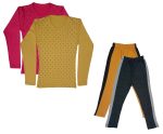 IndiWeaves Girls Cotton Full Sleeve Printed T-Shirts and Cotton Capri 3/4 Pants (Mustard,Dark Grey,Magenta,Yellow,9-10 Years) Pack of 4