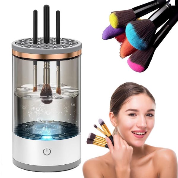 VHOI Automatic Makeup Brush Cleaner Machine with USB Cable, Spinning Electric Makeup Brush Cleaner Blender Machine, Dryer for Quick Deep Cleaning Cosmetic Brush Cleaner Portable for All Size Makeup Brushes for Women