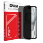 POPIO Privacy Tempered Glass Compatible for iPhone 15 (Black) Edge to Edge Coverage with Easy Installation kit, Anti-Spy Tempered Glass Privacy Screen Protector