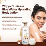 Mamaearth Rice Water Hydrating Body Lotion with Rice Water & Niacinamide for Dewy Glass Skin | 48 Hrs Moisturizating & Nourishing | 7in1 Total Care | 100% Natural Butter | Non Greasy Smooth Skin | 400 ml - Image 4