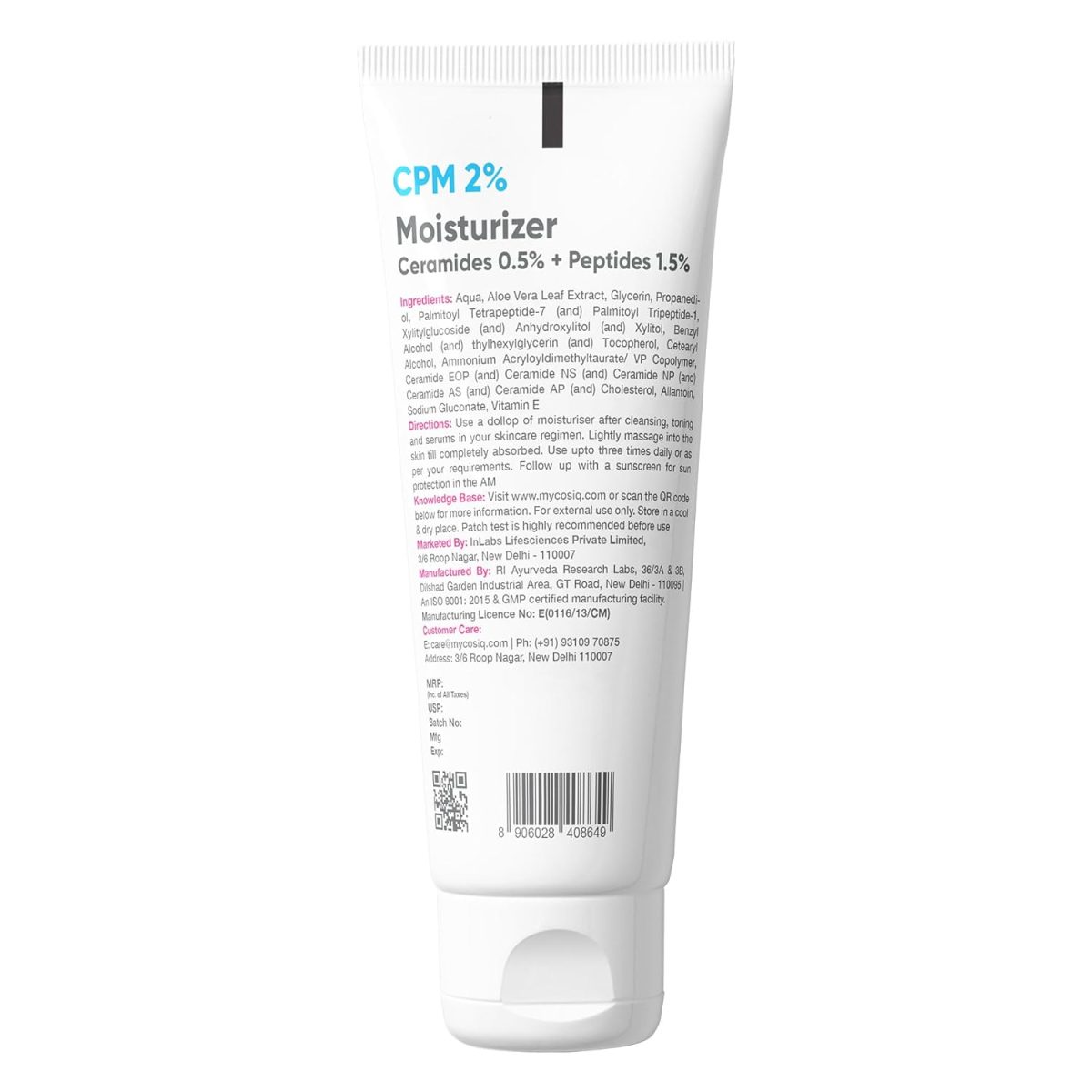Cos-IQ CPM 2% Ceramides Moisturizer with Peptides for Intense Moisturizing and Skin Strengthening | Barrier Repair Cream | For Oily, Dry, Normal & Sensitive Skin | 100ml - Image 9