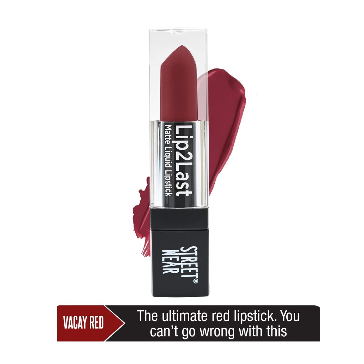 STREET WEAR Lip2Last Matte Liquid Lipstick -Vacay Red (Red) - 5 ml - Transferproof, Smudgeproof, Mask Friendly, Non-Drying Formula, Enriched With Vitamin E - Lasts AM To PM! - Image 3
