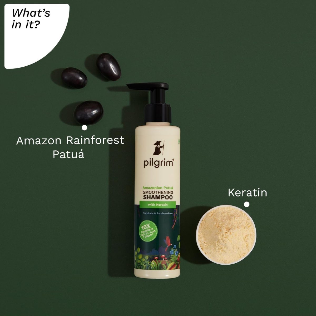 Pilgrim Patuá & Keratin Hair SMOOTHENING SHAMPOO for Dry & Frizzy hair 200 ML (Pack of 2) | Sulphate & Paraben free shampoo for Women & Men | Hair Smoothening & healthy scalp - Image 3