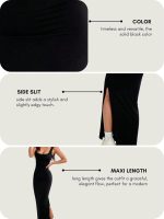 GRECIILOOKS Maxi Dress for Women | Scoop Neck, Side Slit, Sleeveless Fit | Elegance and Cut Details - Image 5