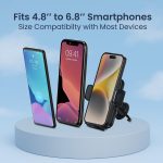 Portronics Clamp Y Adjustable Air Vent Smartphones Mobile Holder for Car with 360° Rotational, One Click Release Button, Compatible with 4.8 to 6.8 inch Devices(Black) - Image 7