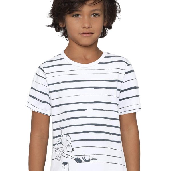 L'Adore Boy's White Printed Short Sleeve T-Shirt