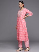 Libas Women Yoke Design Cotton Straight Kurta Trouser With Dupatta Set - Image 2