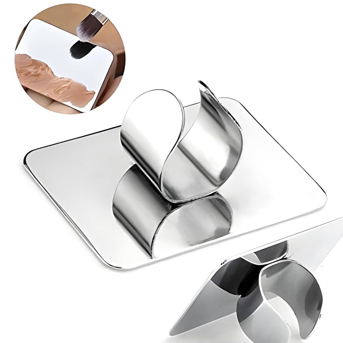 Trendy Finger Ring Makeup Mixing Palette – Reusable Stainless Steel Mixing Plate for Foundation, Eyeshadow, Nail Gel & Pigments - Image 5