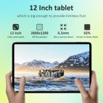 Android Tablet with SIM Card Slot Unlocked, 12 in Large Tablets, 16GB RAM+256GB ROM, 4G LET Cellular Tablet, WiFi BT5.0 GPS Octa-Core, 8000mAh, Dual Camera, Supports Telephone Functions - Image 5
