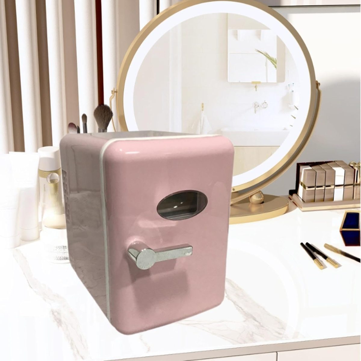 ATORSE Skincare Fridge Single Door 4L Mini Fridge for Skincare Beauty Makeup Office Pink - Image 8