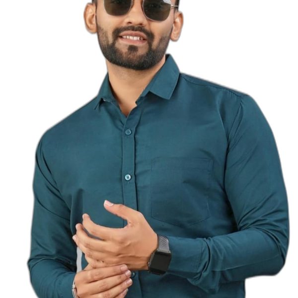 Men Solid Formal Blue Shirt (PK19SH1457TEAL-LPT)